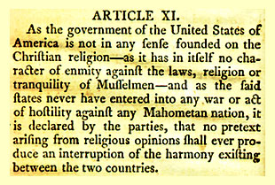 Article XI from the Treaty of Tripoli